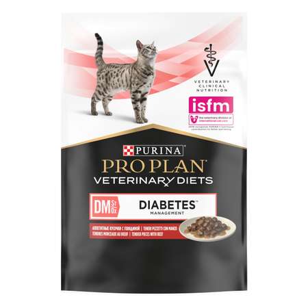 Корм для кошек Purina Pro Plan Veterinary diets 85г с говядиной при сахарном диабете влажный в соусе