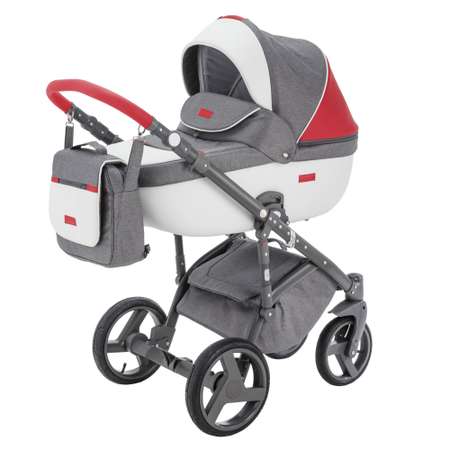 Коляска 2в1 BeBe-mobile Ravenna Sport V101 Темно-серый+Белая кожа+Красная кожаная отделка