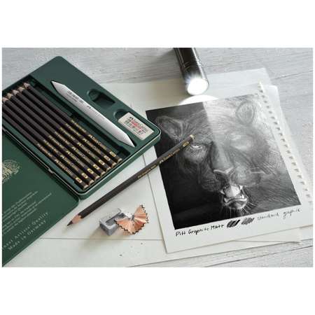 Набор карандашей FABER CASTELL чернографитных матовыхPitt Graphite Matt ластик металическая точилка растушевка