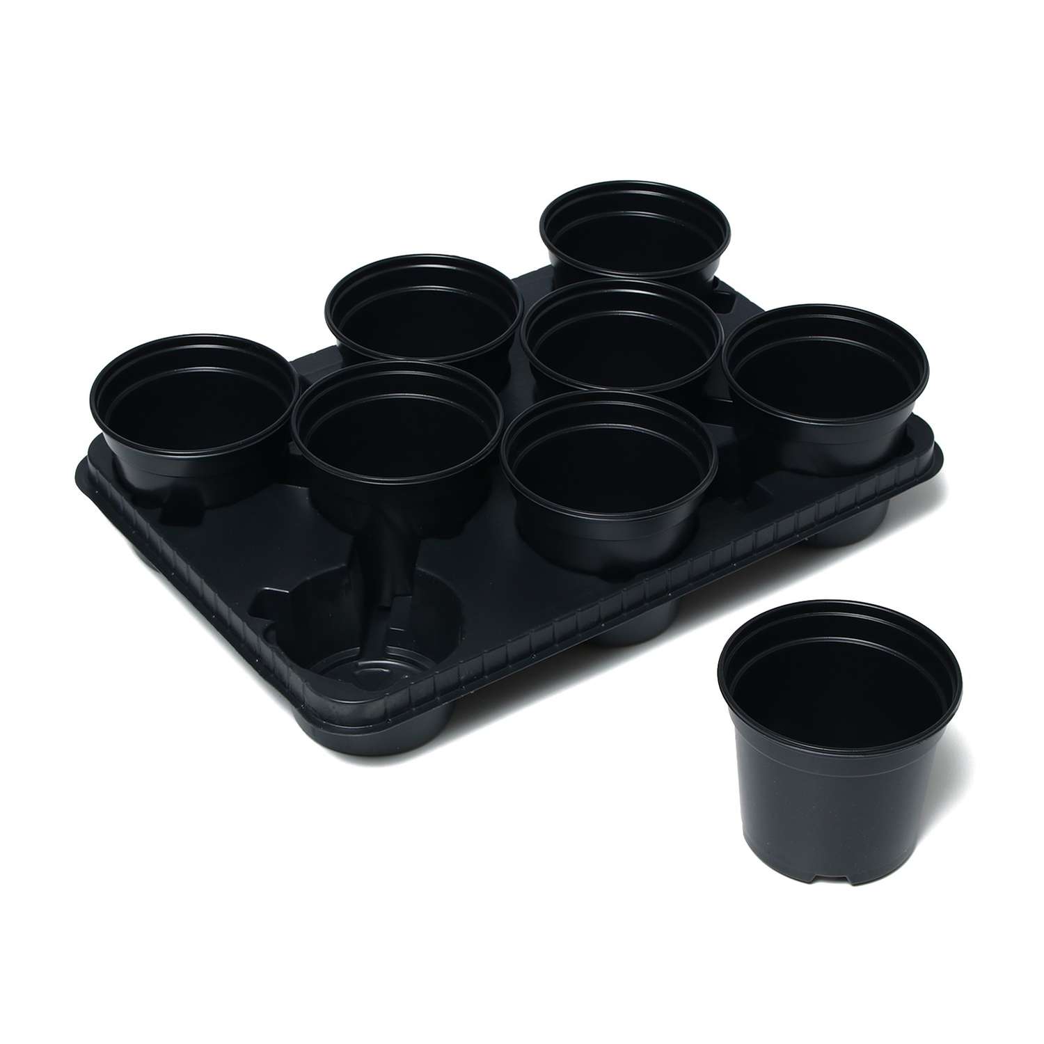 Набор Sima-Land для рассады: стаканы по 520 мл (8 шт.) поддон 40 × 30 см чёрный Greengo - фото 2