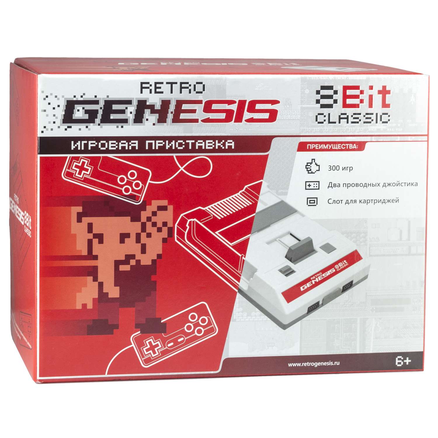 Игровая приставка для детей Retro Genesis 8 Bit Classic + 300 игр AV 2 проводных джойстика - фото 2