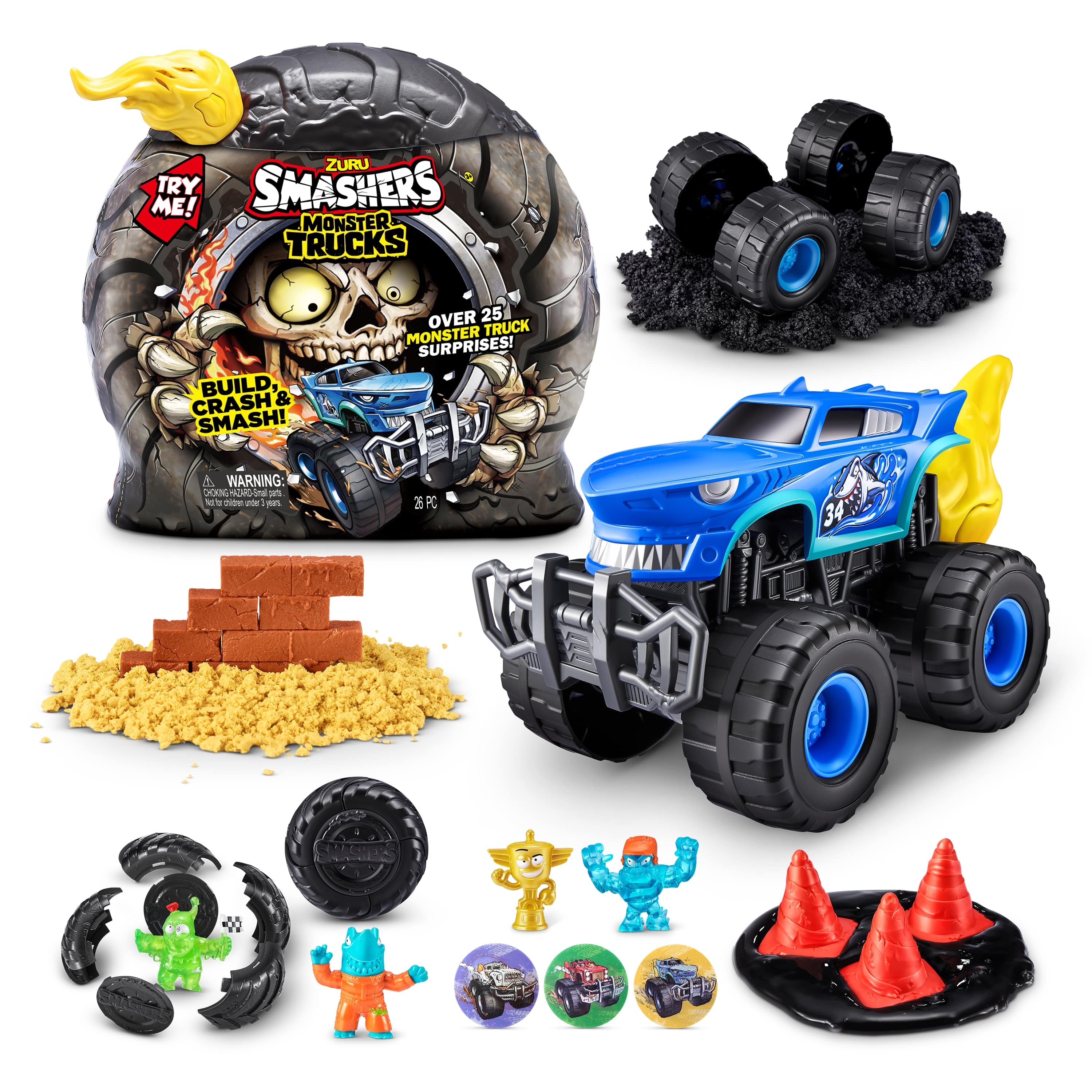 Игровой набор сюрприз Zuru Smashers Monster Truck машинка для сборки со звуковыми эффектами - фото 3