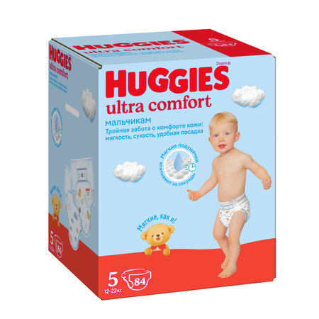 Подгузники Huggies Ultra Comfort для мальчиков 5 (12-22 кг) 84 шт.