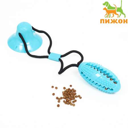 Игрушка Пижон для собак «Эллипсоид для лакомств на присоске» 40х9 см голубая
