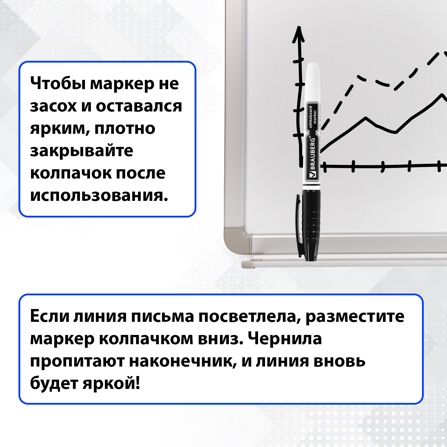 Маркеры для белой доски Brauberg стирающиеся черные комплект 12 штук - фото 3