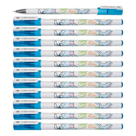 Гелевая ручка Flexoffice RABBIT синяя набор 12 шт