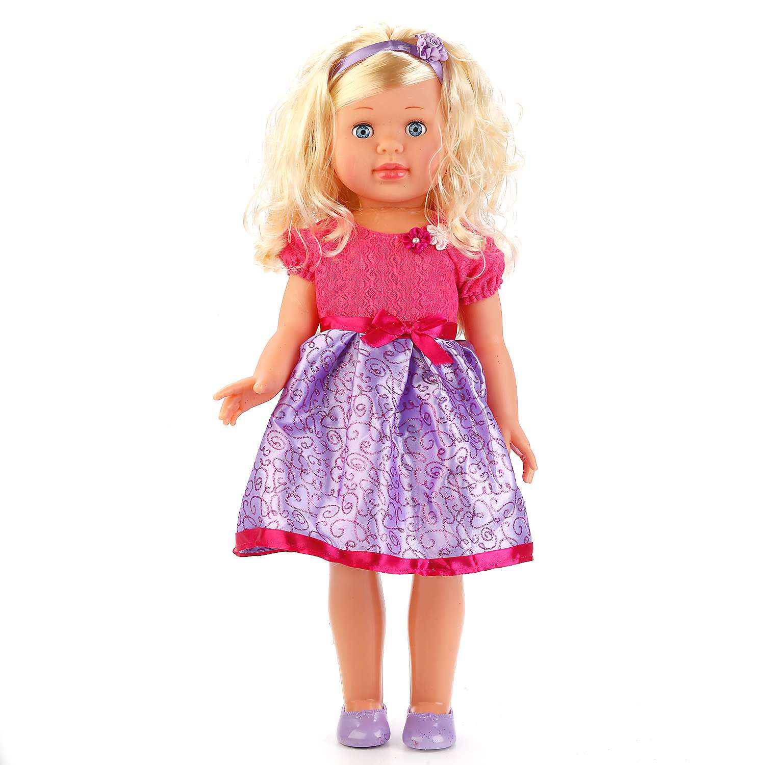 Кукла Карапуз интерактивная в платье с фиолетовой юбкой 240429 - фото 1