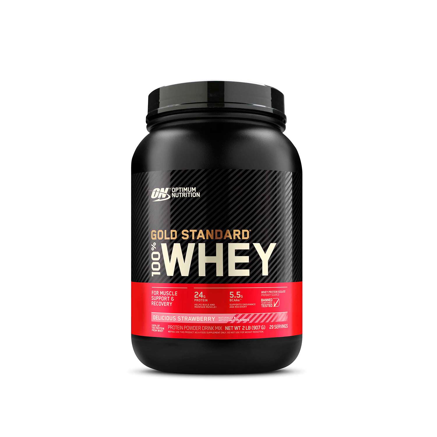 Протеин Optimum Nutrition Gold Standard 100% Whey 909 гр Клубника - фото 1