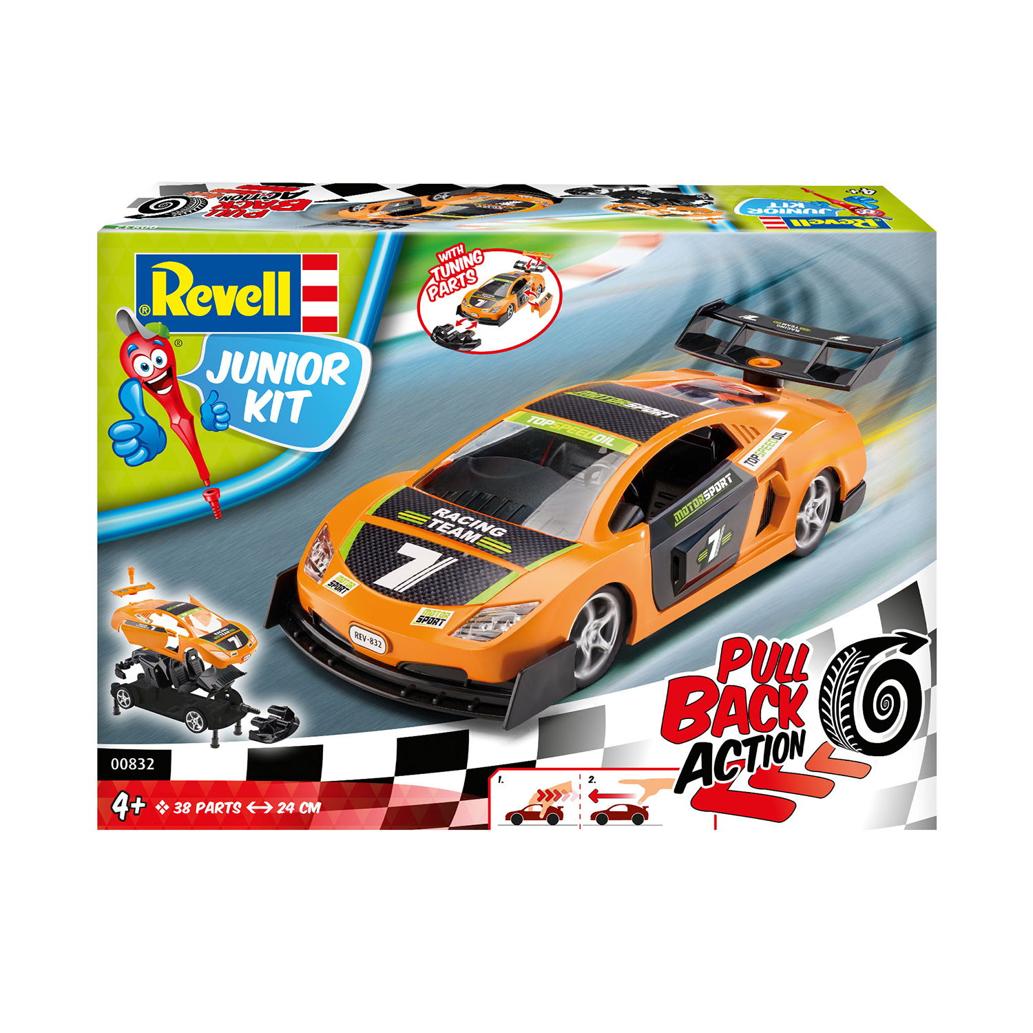 Сборная модель Revell Гоночный автомобиль Junior kit Pull Back Racing Car оранжевый 00832 - фото 3