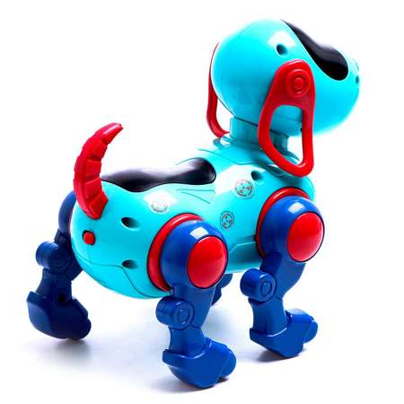 Собака IQ BOT DOG ходит поёт работает от батареек цвет голубой