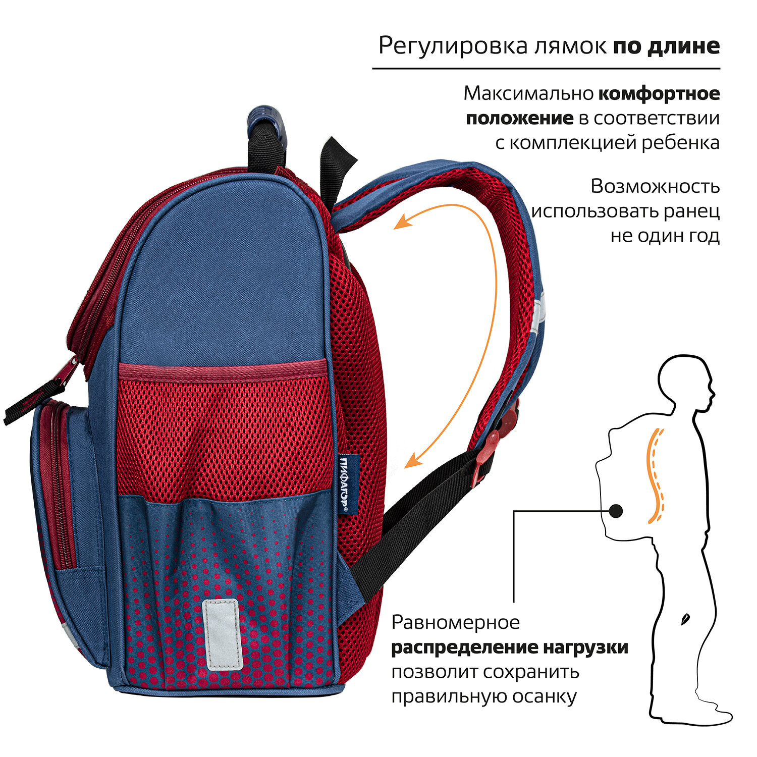 Ранец Пифагор школьный для мальчика первоклассника 1 отделение - фото 5