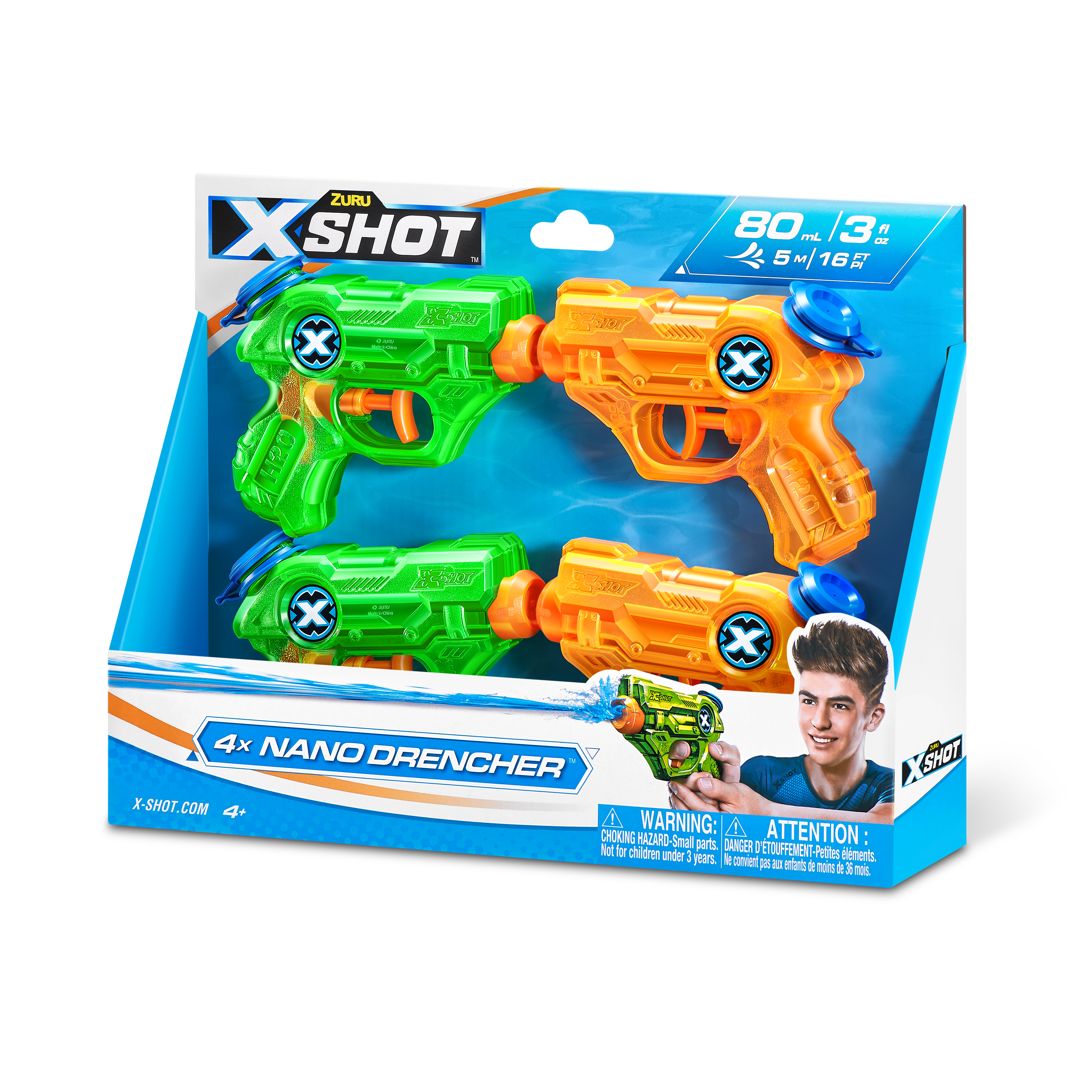 Бластер водный Zuru X-SHOT  Water Nano Drencher 4 штуки в наборе - фото 6