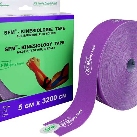 Кинезиотейп SFM Hospital Products Plaster на хлопковой основе 5х3200 см фиолетового цвета в диспенсере с логотипом