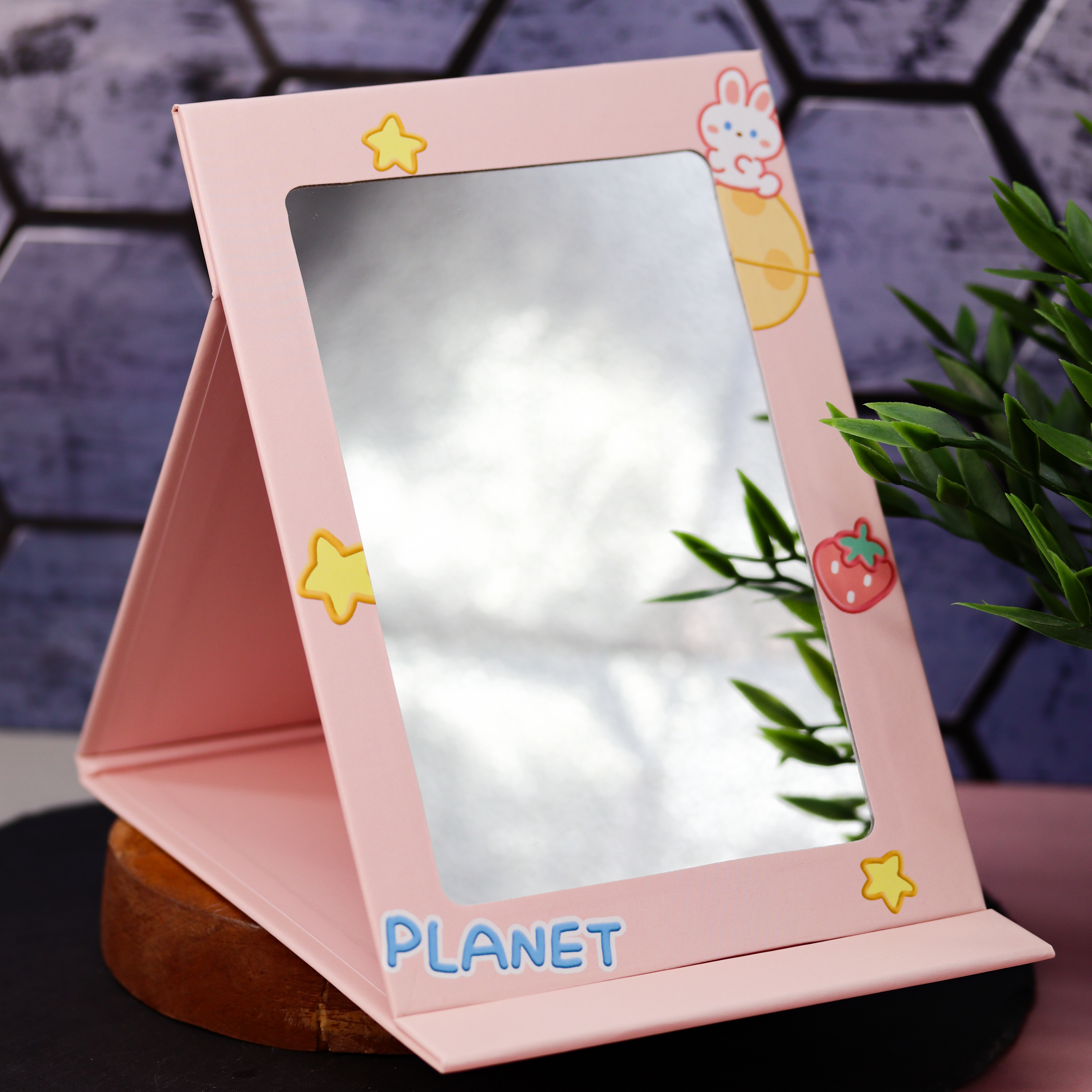 Зеркало настольное для макияжа iLikeGift Planet bunny pink - фото 1