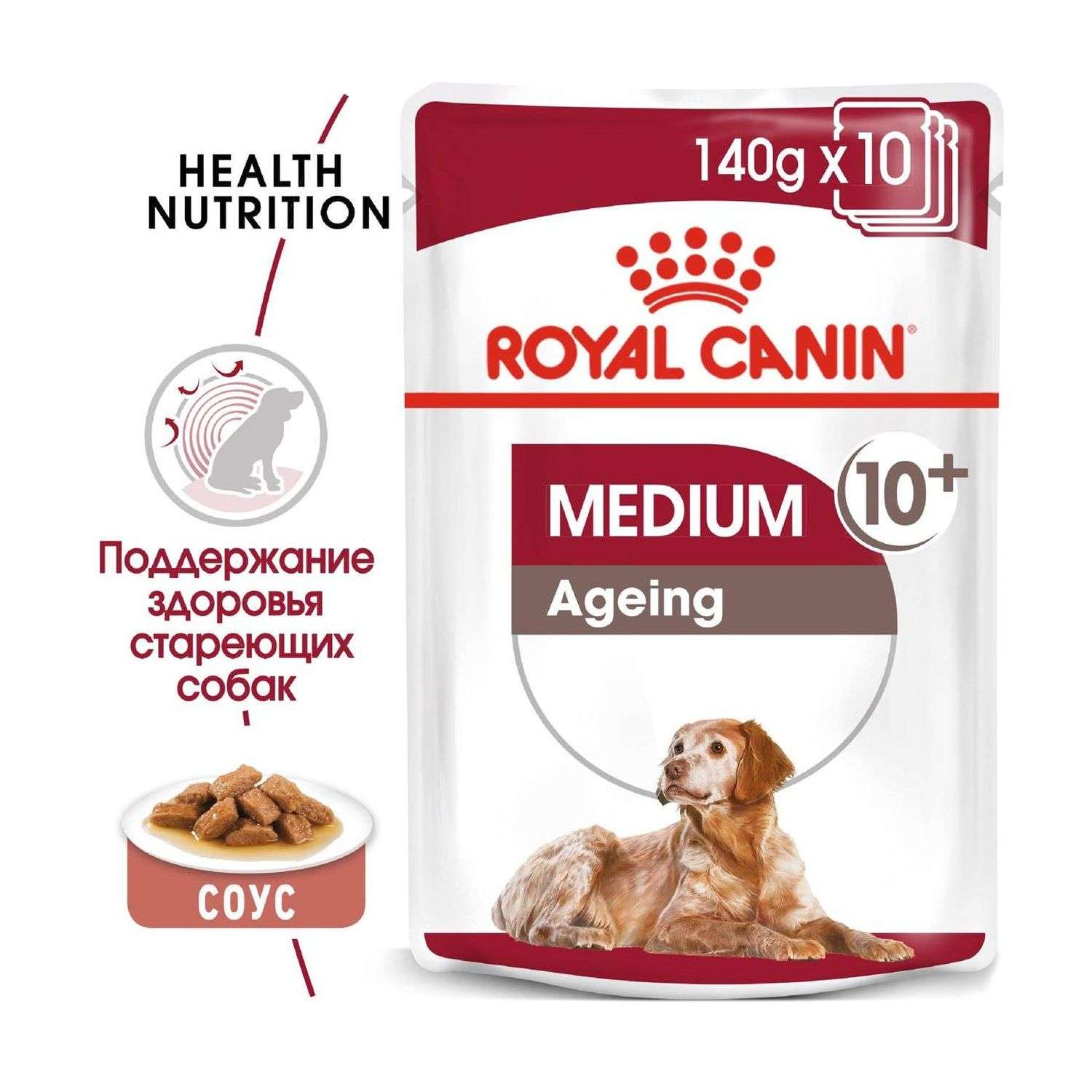 Корм для пожилых собак ROYAL CANIN средних пород соус пауч 140г - фото 2