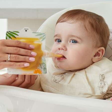 Многоразовые пакеты Happy Baby для хранения детского питания с ложкой-накруткой