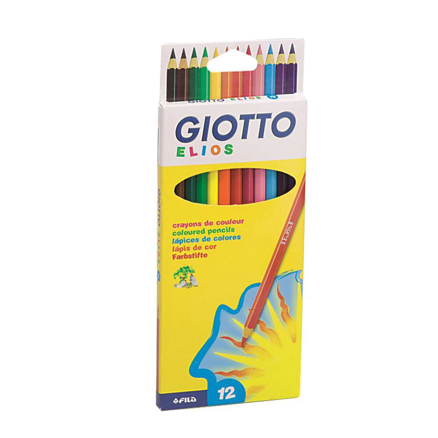 Цветные карандаши GIOTTO ELIOS 12 цв. Толщина грифеля 2,8 мм. - фото 1