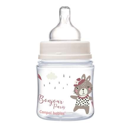 Бутылочка Canpol Babies PP Easy Start Bonjour Paris антиколиковая с широким горлом 120мл Розовая