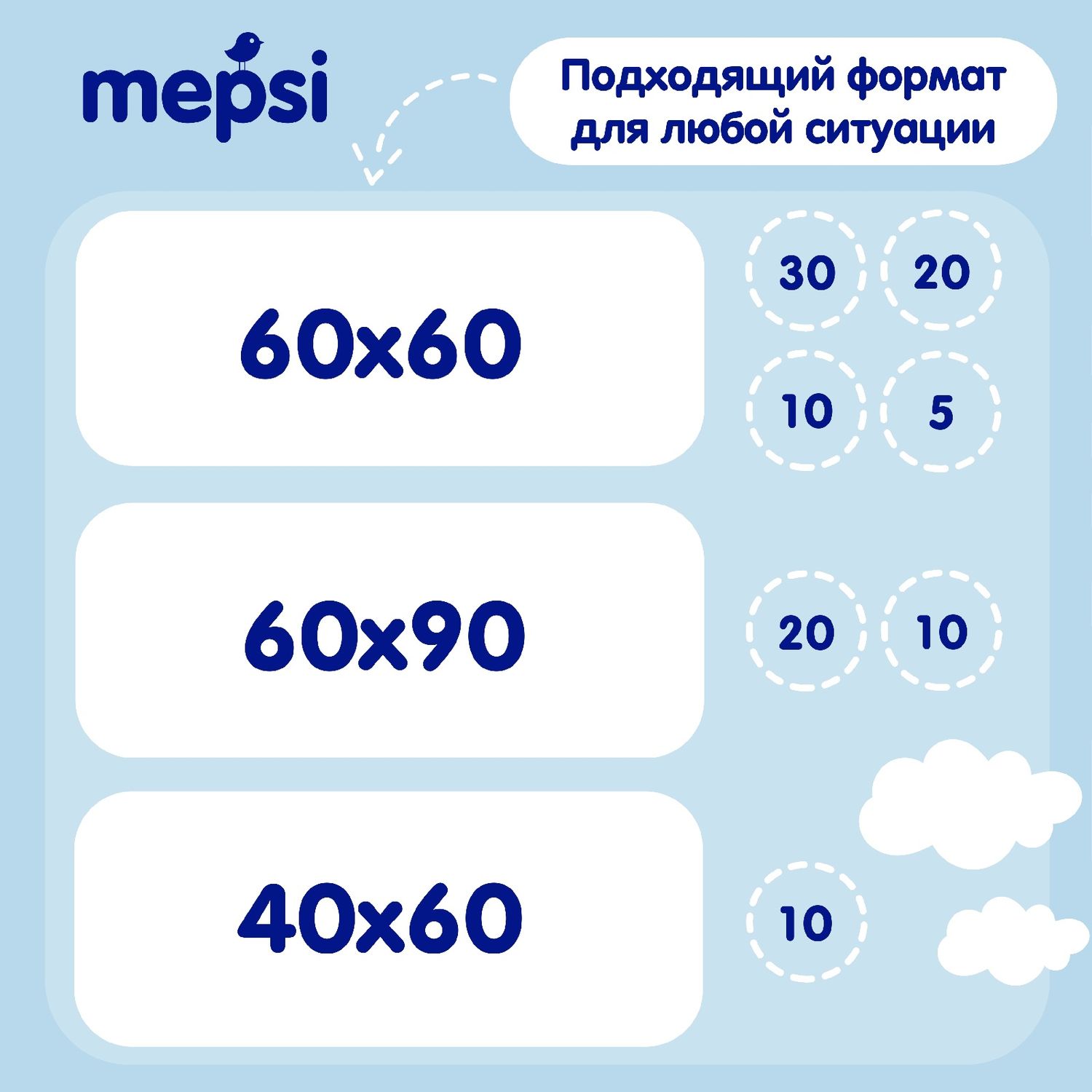 Пеленки впитывающие Mepsi 60*60 10шт 0061 - фото 7