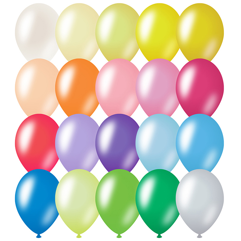 Воздушные шары Meshu металлик 20 цветов ассорти 100шт М12/30см - фото 1