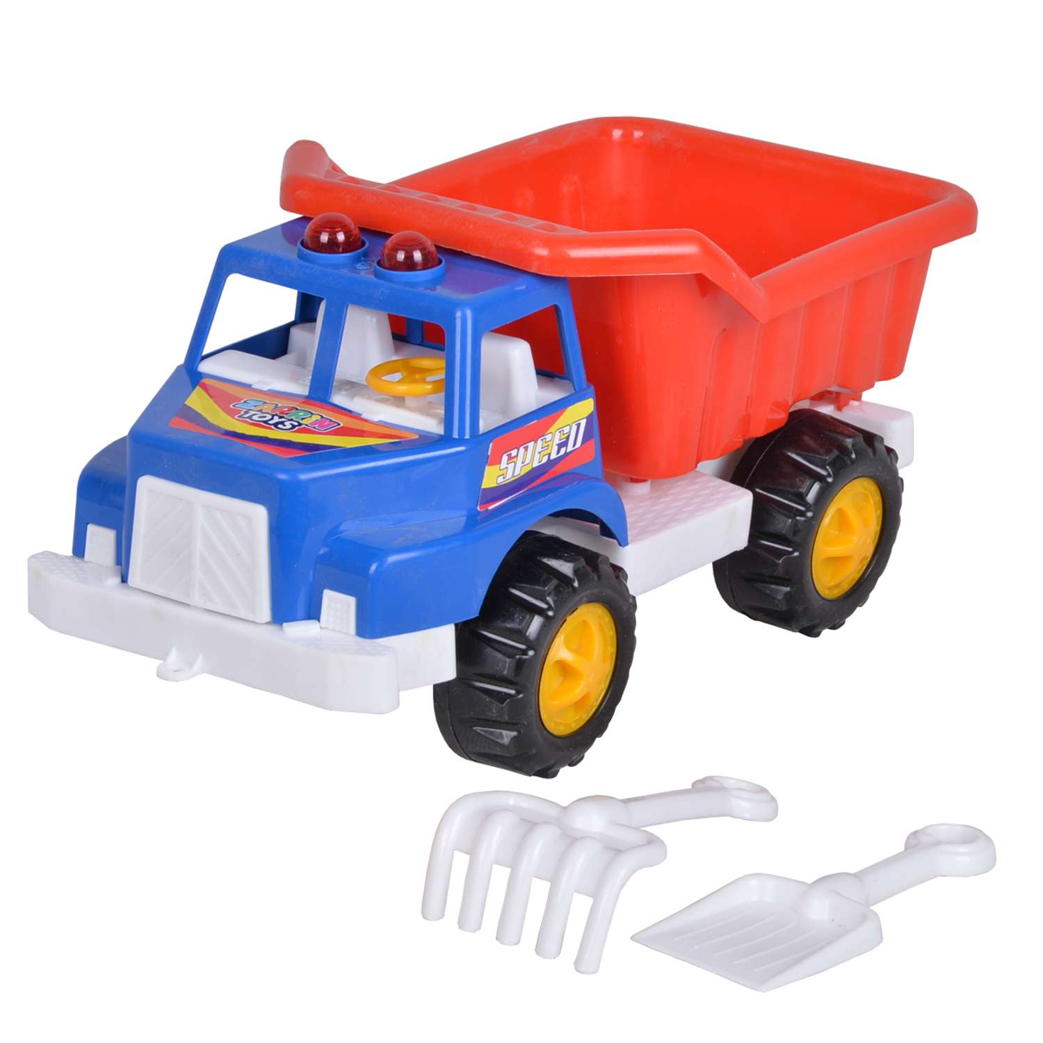 Автомобиль самосвал игрушечный Zarrin Toys Mini 2002 и набор песочный B5/синий-красный - фото 1