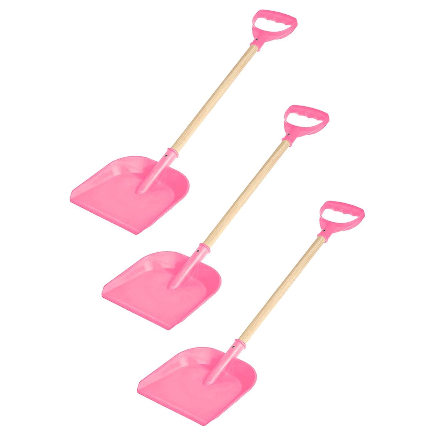 Набор детских лопат Задира для снега и песочницы с деревянной ручкой 60 см розовая - 3 шт - фото 1