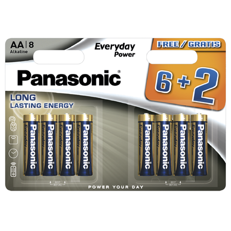 Щелочная батарейка Panasonic AA Everyday Power promo pack в блистере 8шт LR6REE/8B2F