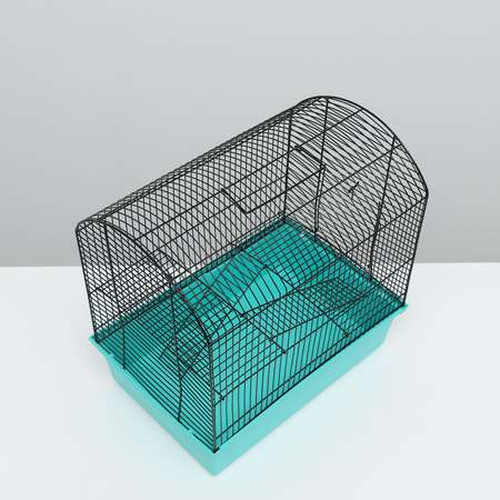 Клетка для грызунов Пижон с 2-я этажами без наполнения 37х26х36 см бирюзовая