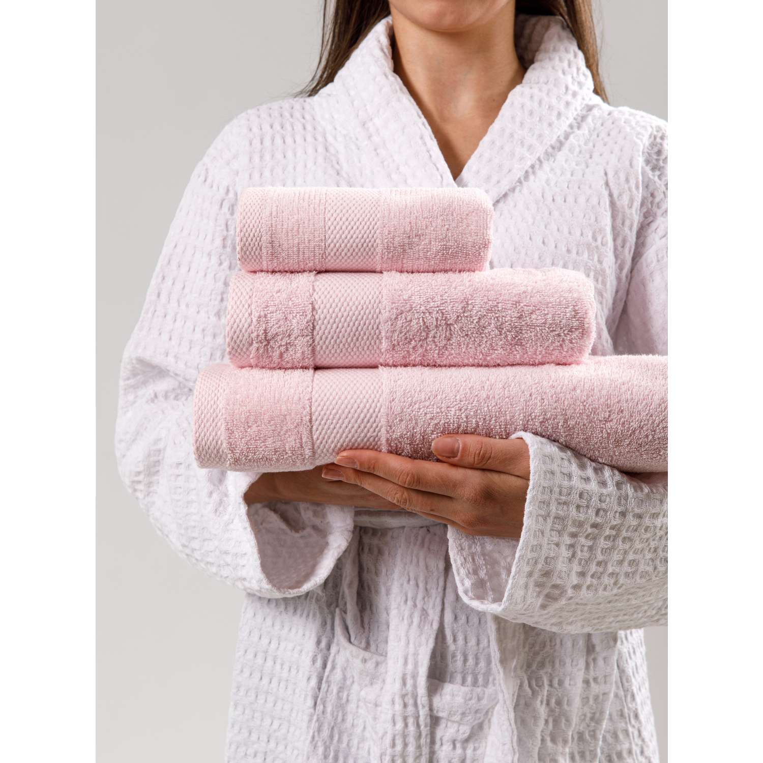 Набор махровых полотенец Ночь Нежна Розовый - фото 5