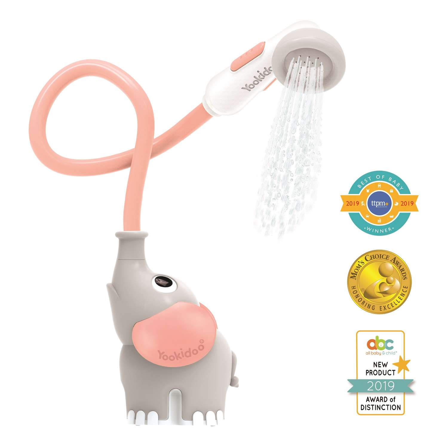 Игрушка для ванны Yookidoo душ Слоненок серый с розовым - фото 3