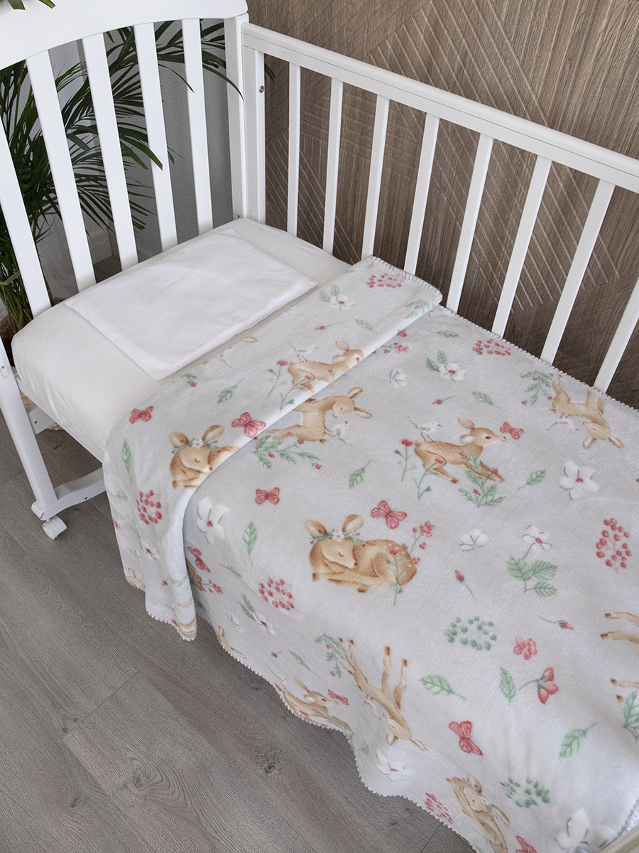 Плед для новорожденных Baby Nice MICRO FLANNEL Оленята серый 75х100 - фото 2