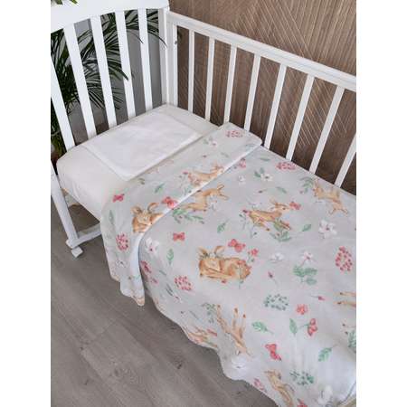 Плед для новорожденных Baby Nice MICRO FLANNEL Оленята серый 75х100