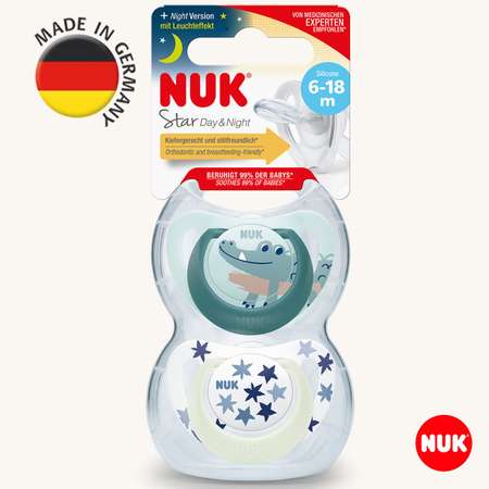 Соска пустышка ортодонтическая силикон Nuk NUK STAR NIGHT