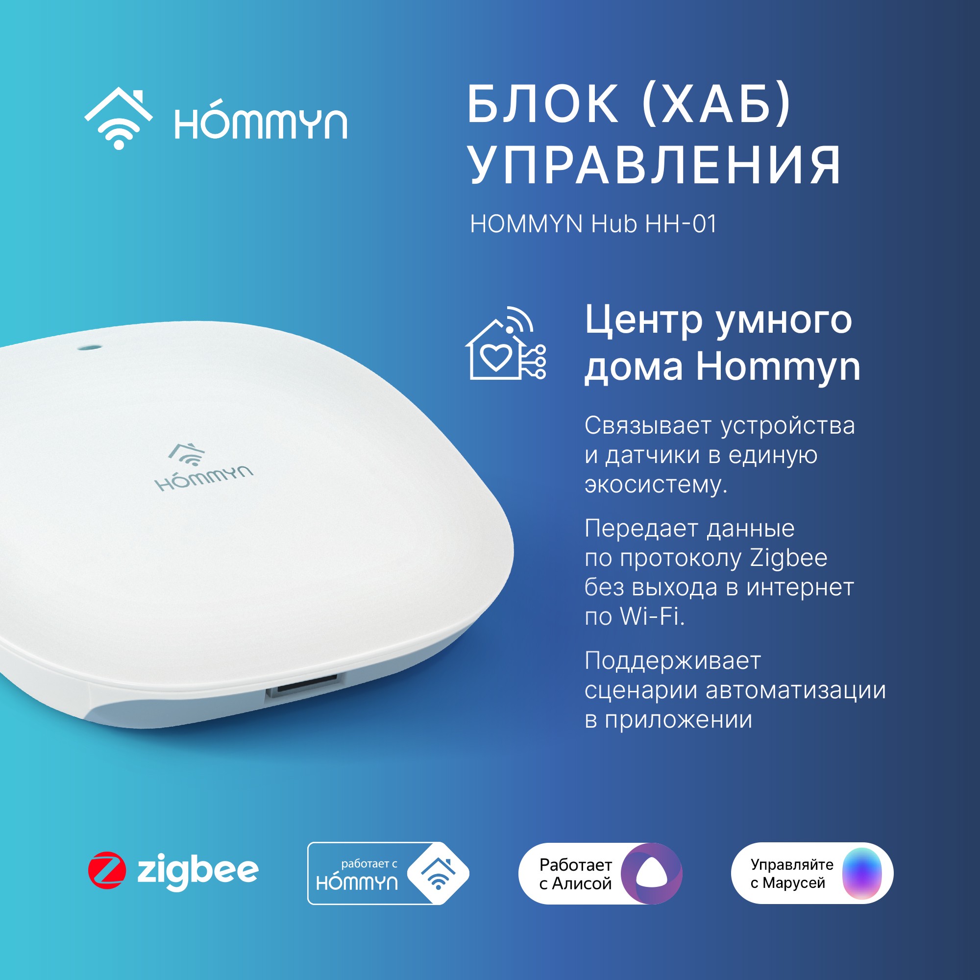 Блок управления/шлюз HOMMYN Hub HH-01 купить по цене 3590 ₽ в  интернет-магазине Детский мир