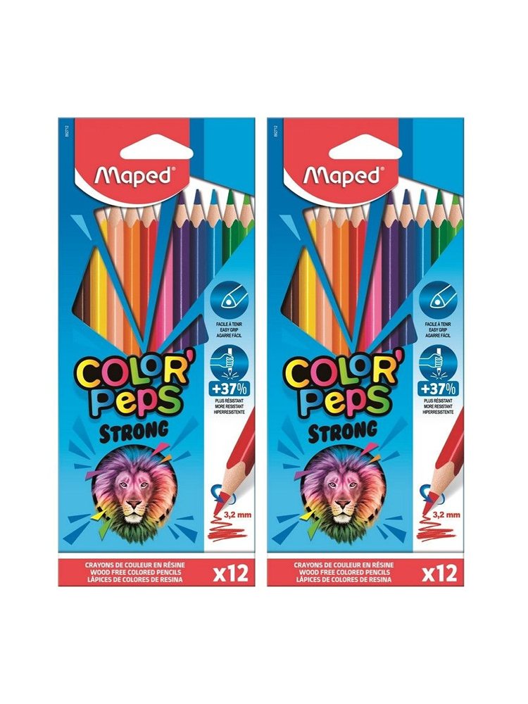 Карандаши цветные MAPED Colorpeps strong 12 цветов пластиковые 2 набора - фото 1