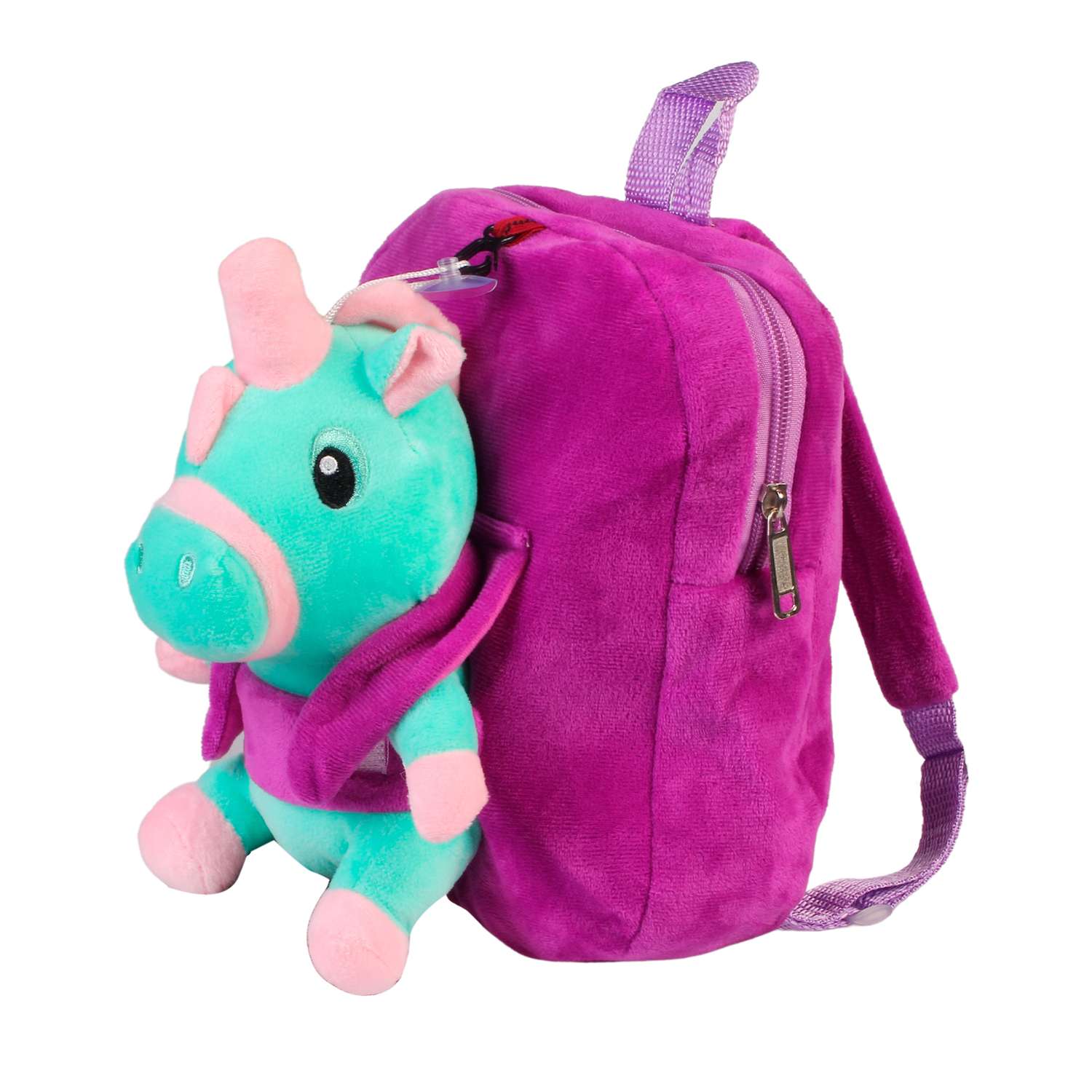 Рюкзак с игрушкой Little Mania фиолетовый Дракоша светло-зеленый с розовым - фото 2