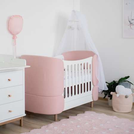 Детская кроватка Ellipse KIDI soft овальная, (розовый)