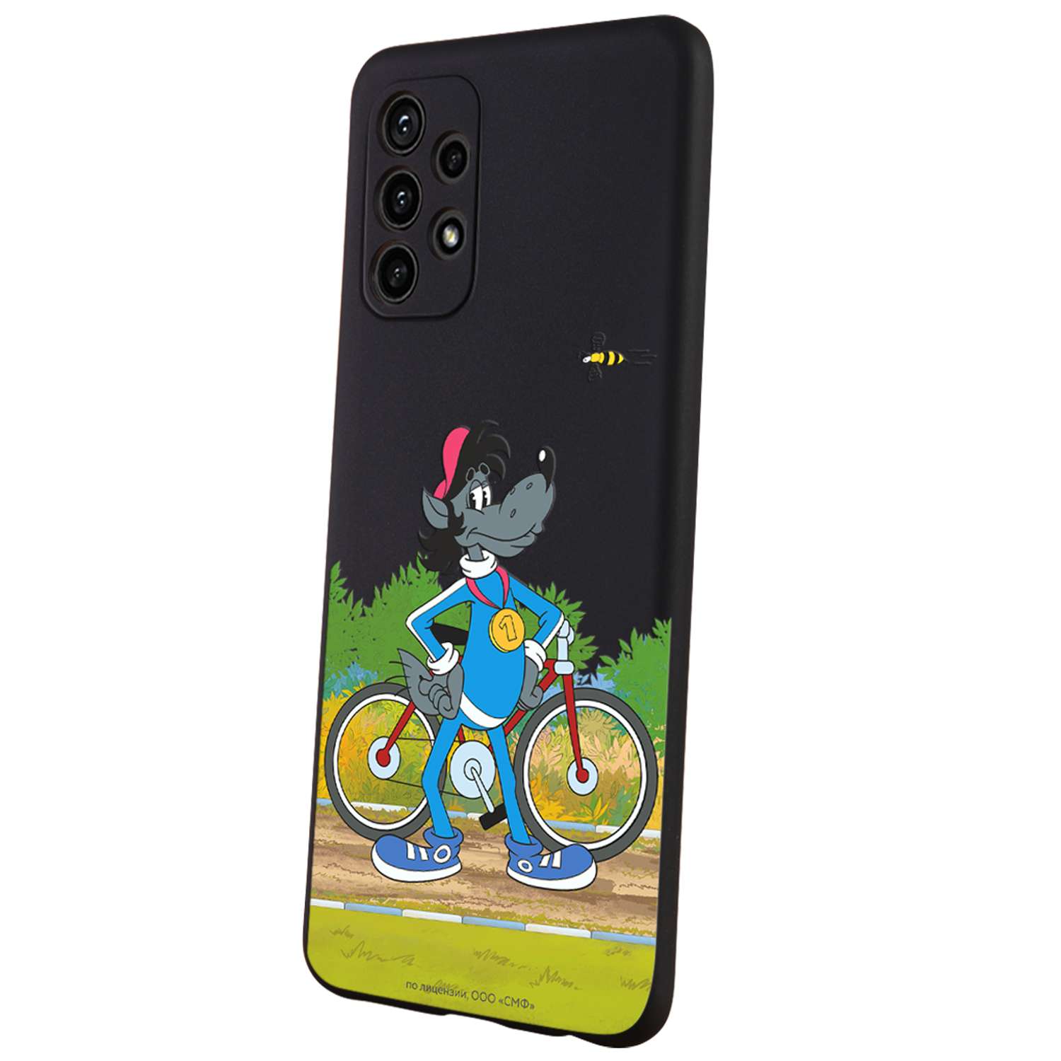 Силиконовый чехол Mcover для смартфона Samsung Galaxy A53 Союзмультфильм Волк и велосипед - фото 1
