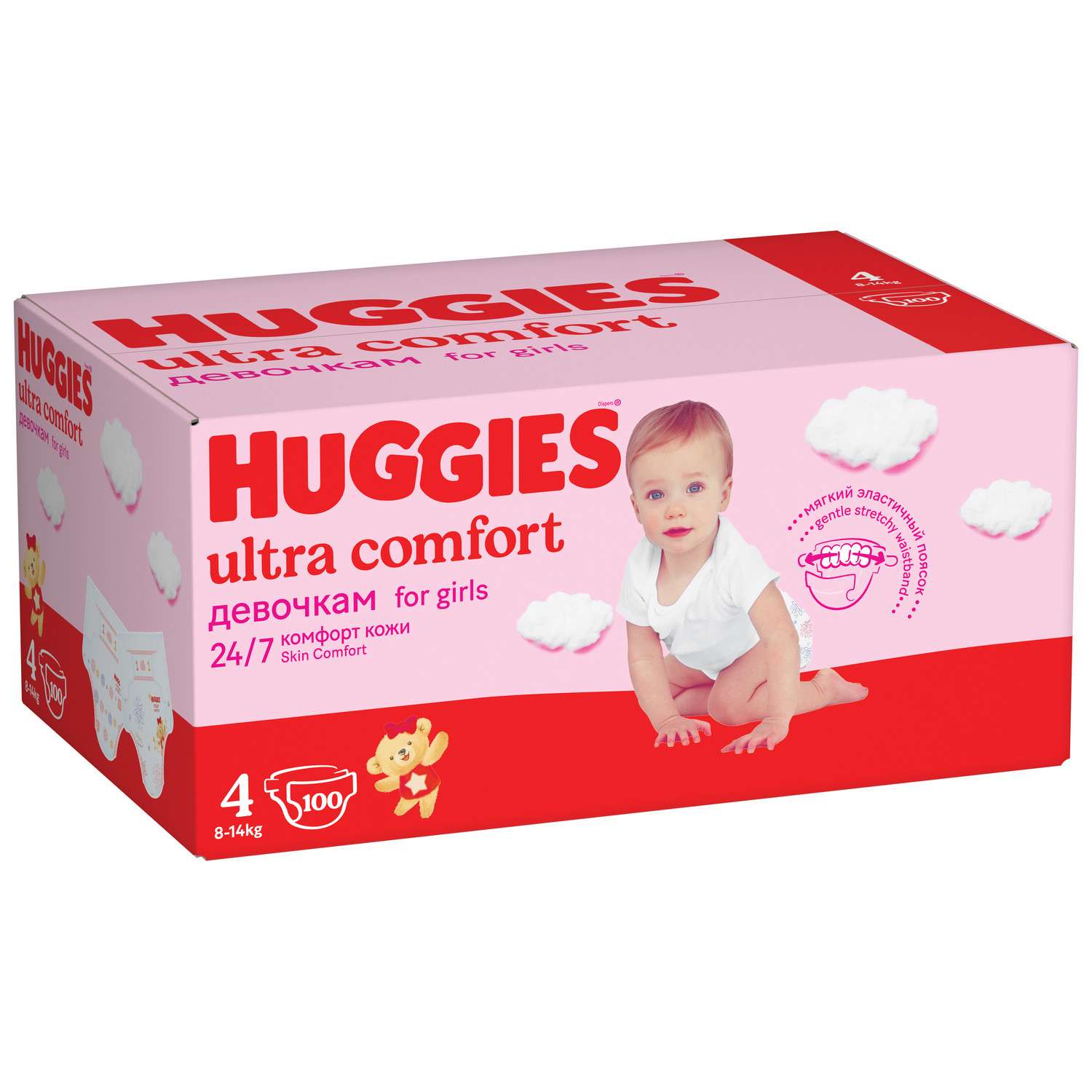 Подгузники Huggies Ultra Comfort для девочек 4 8-14кг 100шт - фото 2