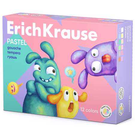 Гуашь ErichKrause Jolly Friends Pastel 12 цветов по 20мл 61419