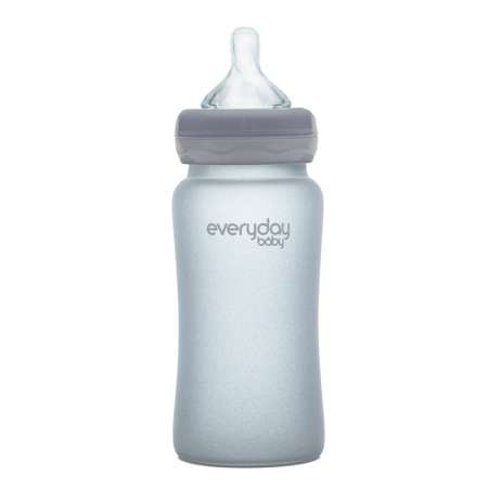 Бутылочка Everyday Baby Healthy стеклянная с защитным силиконовым покрытием 240 мл серый