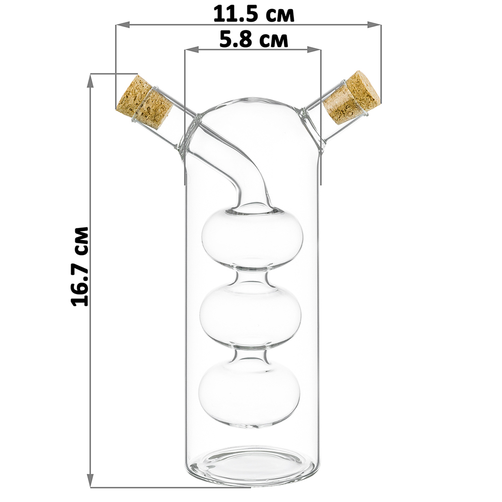 Бутылка Elan Gallery для масла уксуса соевого соуса 2в1 250. 70 мл 11.5х5.8х16.7 см Crystal glass - фото 2