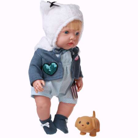 Кукла-пупс ABTOYS Baby Ardana в комбинезоне и синей курточке в наборе с аксессуарами в коробке 40см