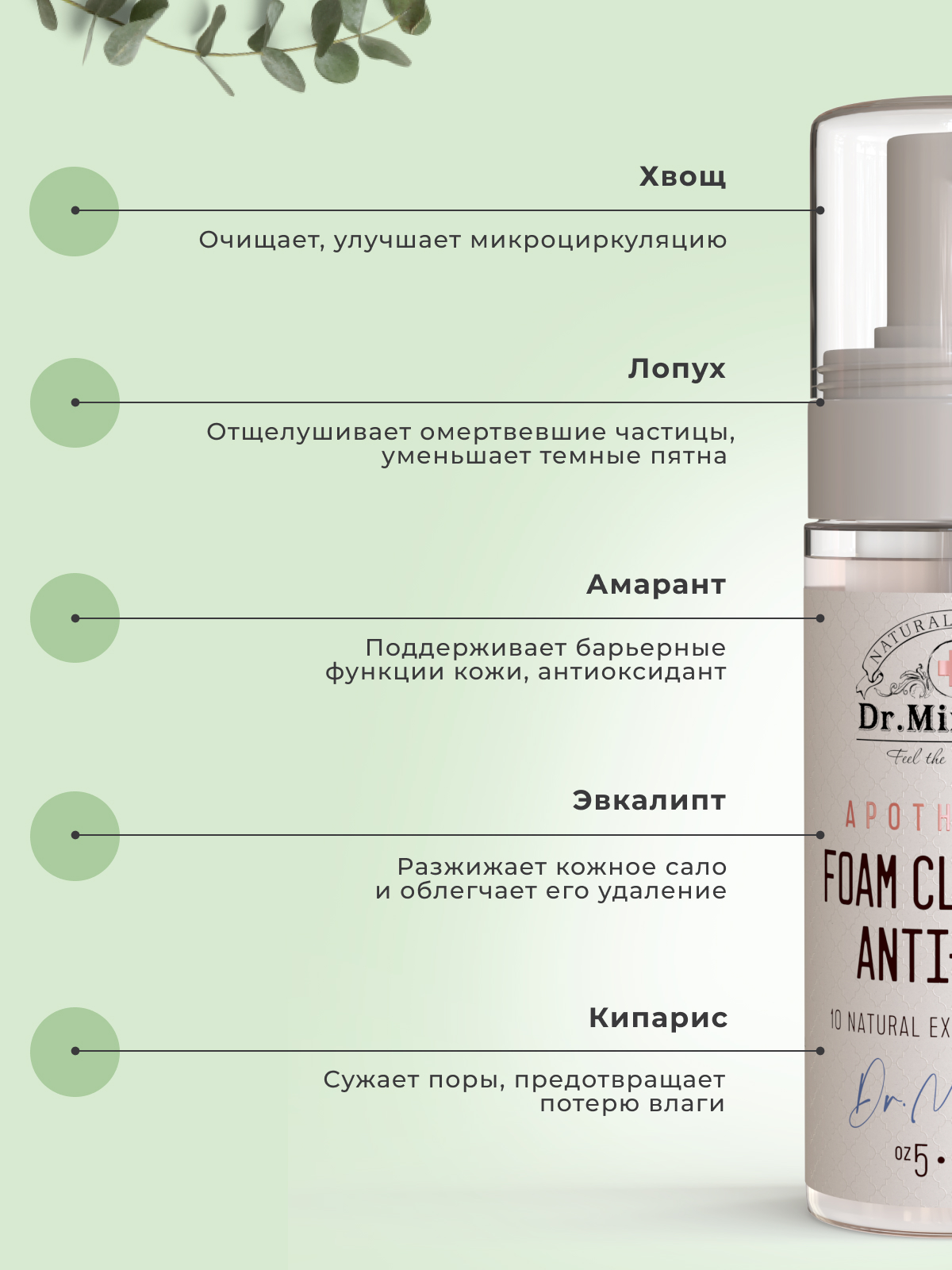 Пенка для умывания лица Dr.Minerals ANTI-ACNE против черных точек и прыщей 150 мл - фото 3