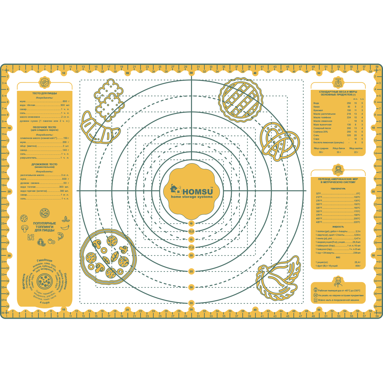 Силиконовый коврик Homsu для раскатки теста и выпекания в духовке с  рецептами купить по цене 539 ₽ в интернет-магазине Детский мир