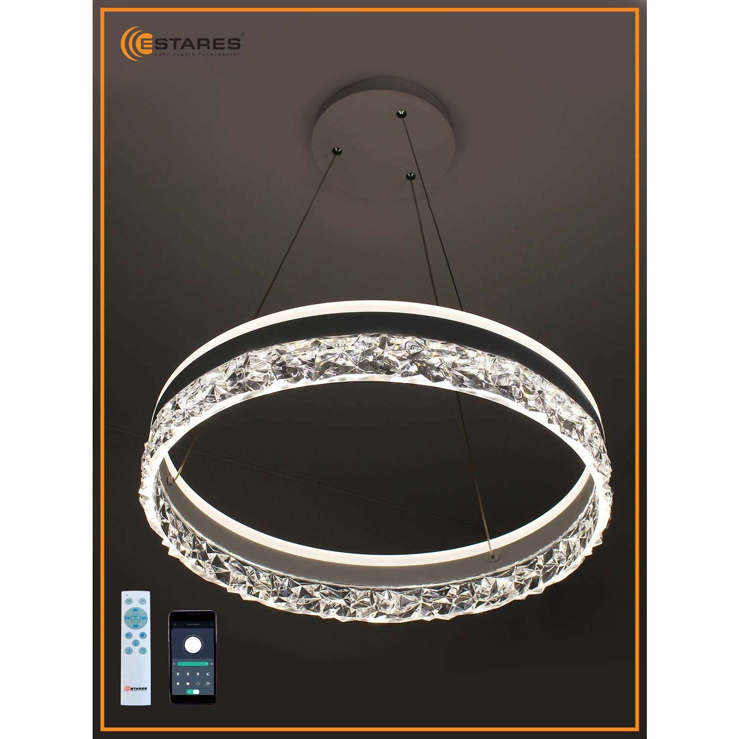 Светодиодная подвесная люстра Estares Управляемый светильник STELLA ice 80W R подвесной LED - фото 3