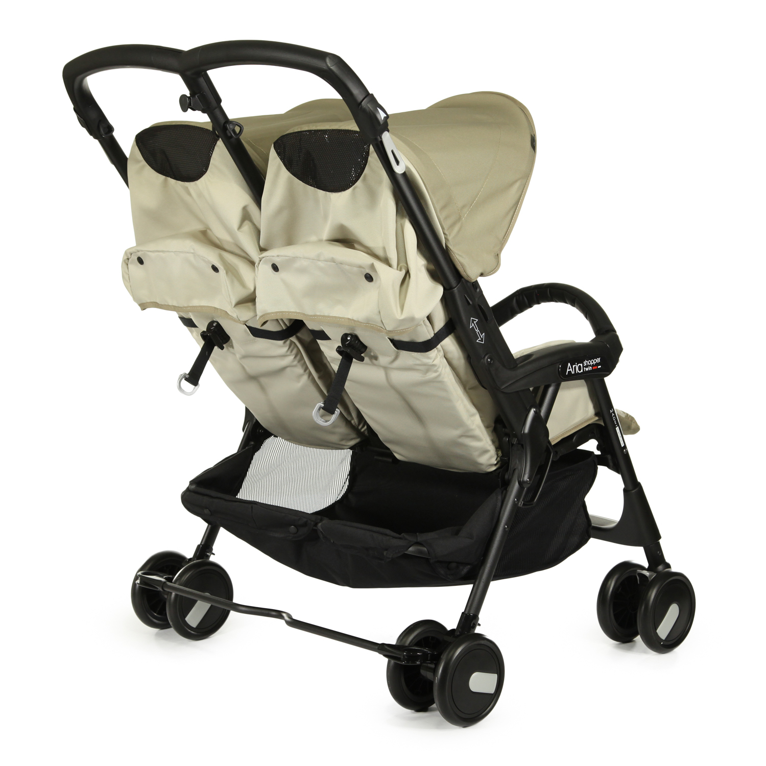 Коляска прогулочная для близнецов Peg-Perego Aria Shopper Twin Classic Beige - фото 6