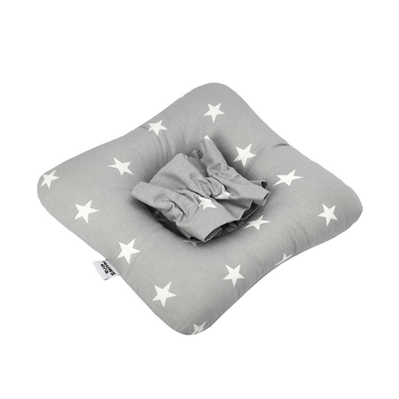 Подушка для новорожденных Mums Era для кормления и укачивания с резинкой звезда/серый