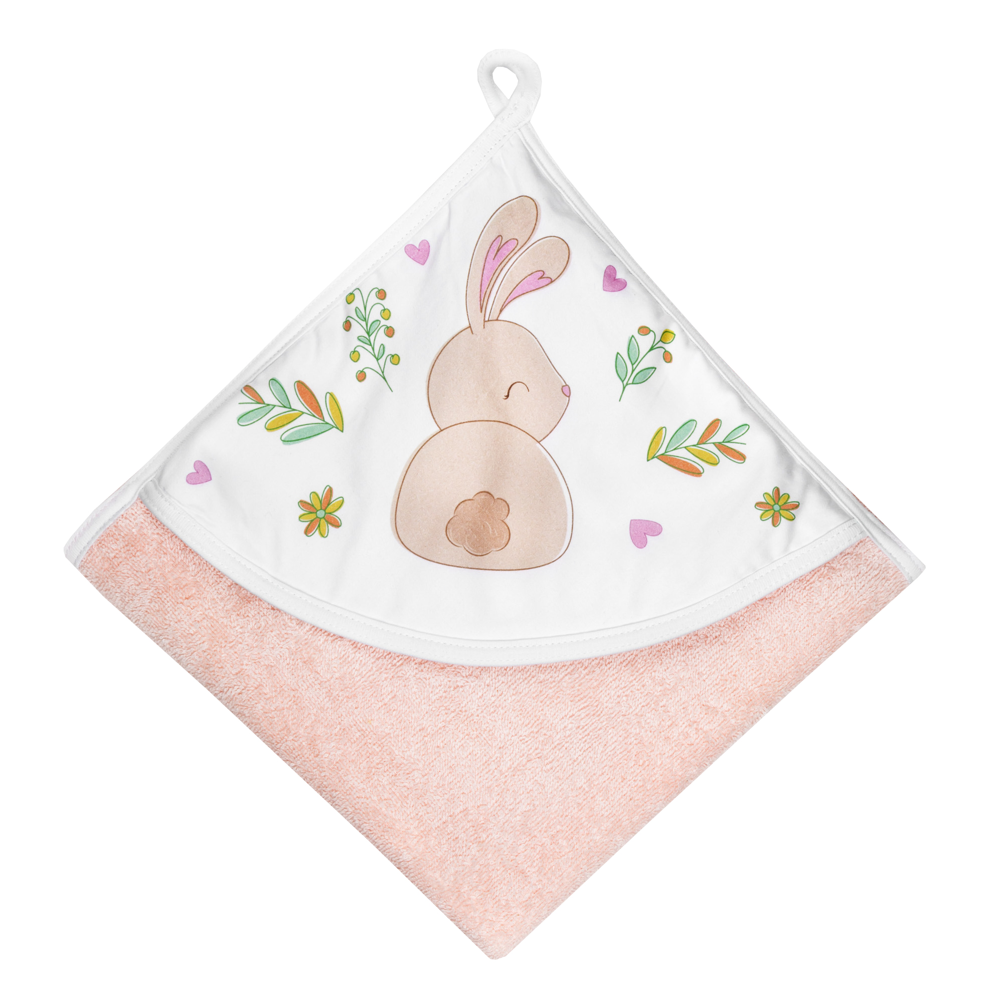 Полотенце AmaroBaby с уголком Wash Rabbit 90х90 см розовое - фото 6