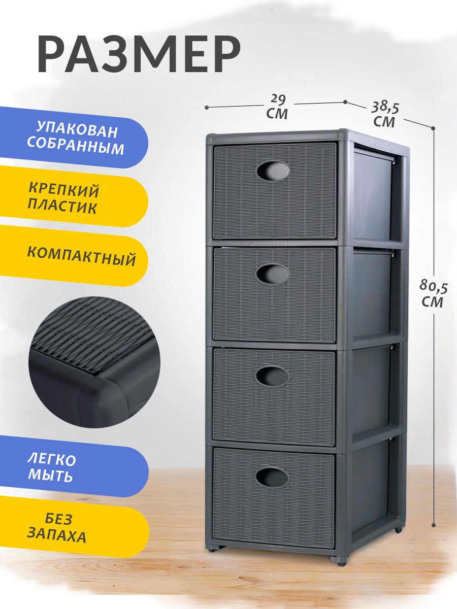 Комод elfplast Elegance mini графитовый 38.5х29х80.5 см - фото 2